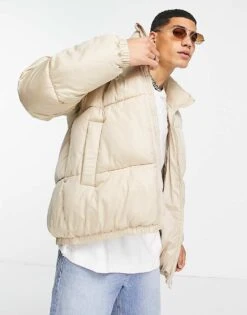 Topman Puffer Jacket In Stone For Men -Daily Wardrobe Shop 200231029 1 stone 1