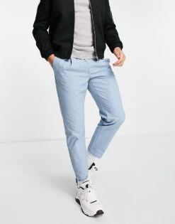 Topman Tapered Trousers With Elasticated Waist In Blue For Men Light Blue -Daily Wardrobe Shop 200988688 4