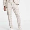 Topman Skinny Suit Trousers In Pink Check For Men Light Pink -Daily Wardrobe Shop 201311839 1 lightpink