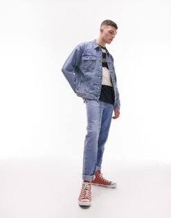 Topman Oversized Denim Jacket In Blue For Men Mid Wash 9 Topman Oversized Denim Jacket In Blue For Men Mid Wash -Daily Wardrobe Shop 201741377 3