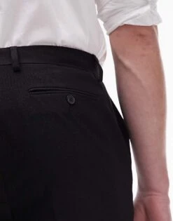 Topman Stretch Slim Textured Suit Trousers In Black For Men -Daily Wardrobe Shop 202300197 3