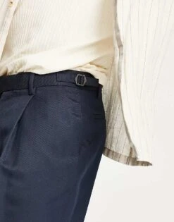 Topman Wide Leg Pronounced Twill Trousers In Navy For Men -Daily Wardrobe Shop 202816972 3