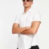 Topman Short Sleeve Smart Shirt With Stretch In White For Men -Daily Wardrobe Shop 203057339 1 white