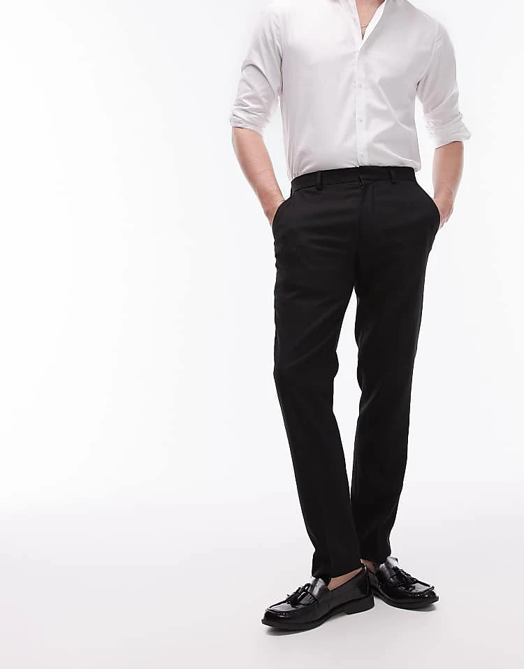 Topman Skinny Textured Suit Trousers In Black For Men 8 Topman Skinny Textured Suit Trousers In Black For Men - Image 6