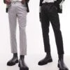 Topman 2 Pack Skinny Smart Trousers With Elasticated Waistband In Black And Grey For Men Multi -Daily Wardrobe Shop 203490861 1 multi