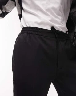 Topman 2 Pack Skinny Smart Trousers With Elasticated Waistband In Black And Grey For Men Multi -Daily Wardrobe Shop 203490861 3