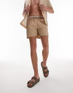 Topman Swim Shorts In Stone For Men -Daily Wardrobe Shop 203767891 4