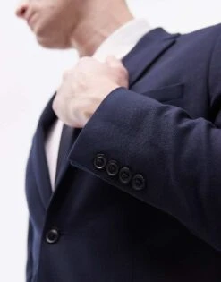 Topman Skinny Textured Suit Jacket In Navy For Men -Daily Wardrobe Shop 203868688 5