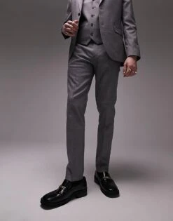Topman Stretch Skinny Trousers In Grey For Men -Daily Wardrobe Shop 203882308 4