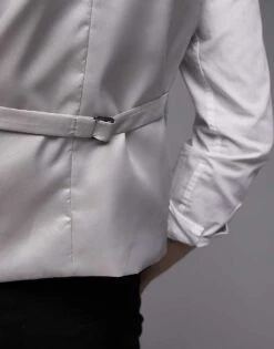 Topman Slim Linen Blend Waistcoat In Stone For Men -Daily Wardrobe Shop 203987529 5