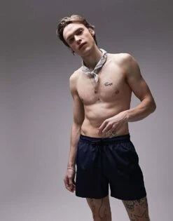 Topman Swim Shorts In Navy For Men