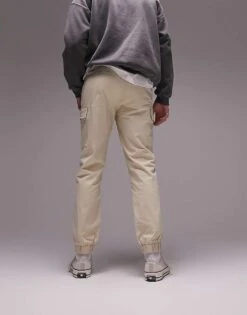 Topman Skinny Two Pocket Cargo Trousers In Stone For Men -Daily Wardrobe Shop 204229438 4
