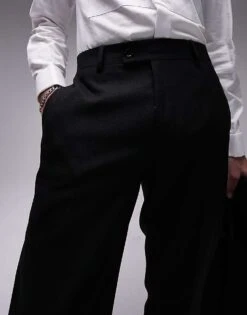 Topman Slim Tuxedo Suit Trouser In Black For Men -Daily Wardrobe Shop 204418129 3