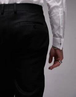 Topman Slim Tuxedo Suit Trouser In Black For Men -Daily Wardrobe Shop 204418129 5