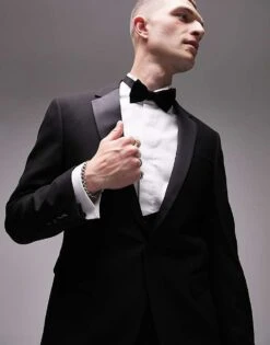 Topman Slim Tuxedo Suit Jacket In Black For Men -Daily Wardrobe Shop 204418179 1 black 1