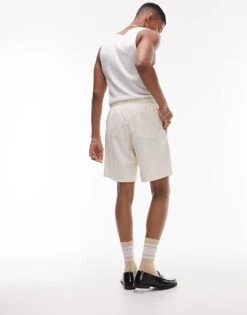 Topman Patterned Towelling Short In Ecru For Men -Daily Wardrobe Shop 204538099 3