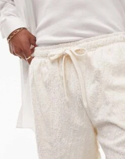 Topman Patterned Towelling Short In Ecru For Men -Daily Wardrobe Shop 204538099 4