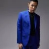Topman Premium Slim Suit Jacket In Blue For Men