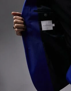 Topman Premium Slim Suit Jacket In Blue For Men -Daily Wardrobe Shop 204656125 4