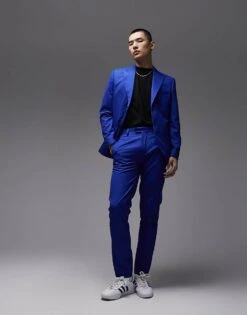 Topman Premium Slim Suit Jacket In Blue For Men -Daily Wardrobe Shop 204656125 5