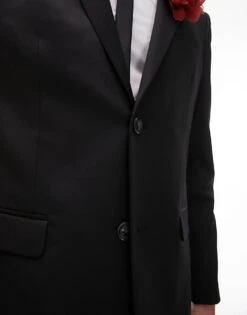 Topman Premium Wool Stretch Slim Jacket In Black For Men -Daily Wardrobe Shop 204661291 5