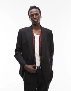 Topman Slim Warm Handle Wrap Suit Jacket In Black For Men -Daily Wardrobe Shop 204818752 1 black 1