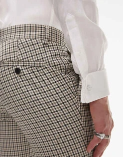 Topman Beige Check Suit Trousers For Men -Daily Wardrobe Shop 204847176 4