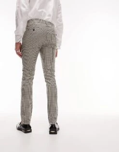 Topman Beige Check Suit Trousers For Men -Daily Wardrobe Shop 204847176 5