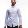 Topman Long Sleeve Formal Slim Fit Stretch Shirt In Light Blue For Men -Daily Wardrobe Shop 205017221 1 blue