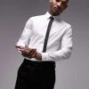 Topman Long Sleeve Formal Stretch Shirt In White For Men -Daily Wardrobe Shop 205017258 1 white