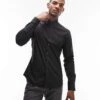 Topman Long Sleeve Formal Stretch Shirt In Black For Men -Daily Wardrobe Shop 205017272 1 black