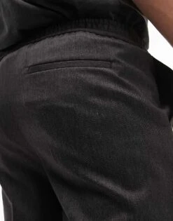 Topman Skinny Smart Trousers With Elasticated Waistband In Charcoal For Men -Daily Wardrobe Shop 205376600 3