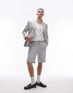 Topman Linen Blend Short In Grey For Men Light Grey 13 Topman Linen Blend Short In Grey For Men Light Grey -Daily Wardrobe Shop 205400366 1 lightgrey 1
