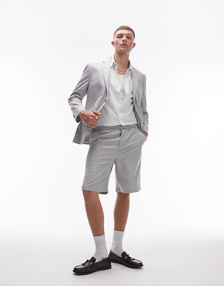 Topman Linen Blend Short In Grey For Men Light Grey 8 Topman Linen Blend Short In Grey For Men Light Grey - Image 6