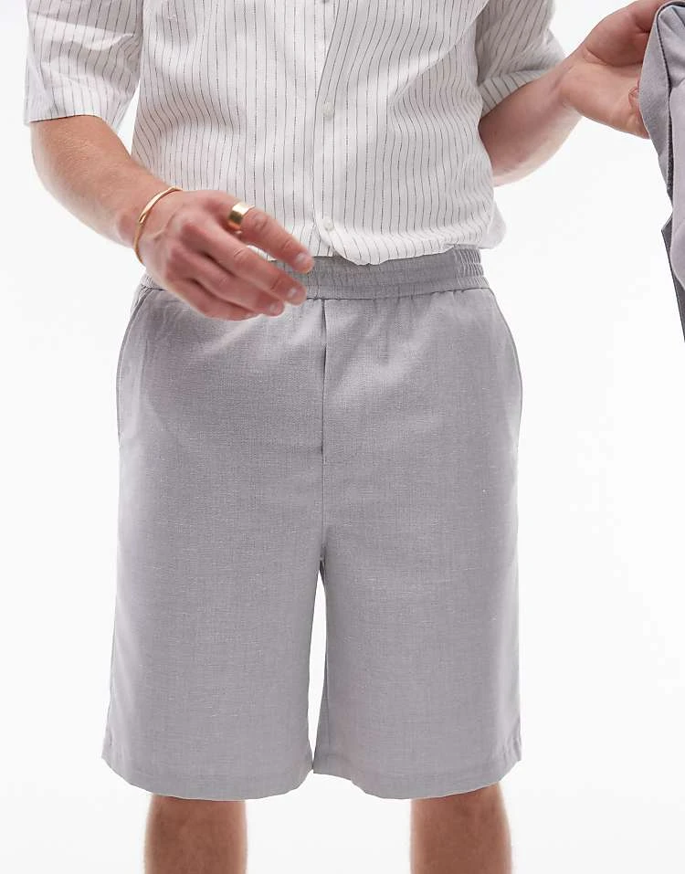 Topman Linen Blend Short In Grey For Men Light Grey 4 Topman Linen Blend Short In Grey For Men Light Grey - Image 2