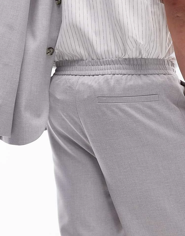 Topman Linen Blend Short In Grey For Men Light Grey 6 Topman Linen Blend Short In Grey For Men Light Grey - Image 4