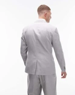 Topman Slim Linen Blend Suit Jacket In Grey For Men Light Grey -Daily Wardrobe Shop 205400414 3