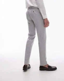 Topman Slim Linen Blend Suit Trouser In Grey For Men Light Grey -Daily Wardrobe Shop 205400703 4