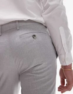 Topman Slim Linen Blend Suit Trouser In Grey For Men Light Grey -Daily Wardrobe Shop 205400703 5