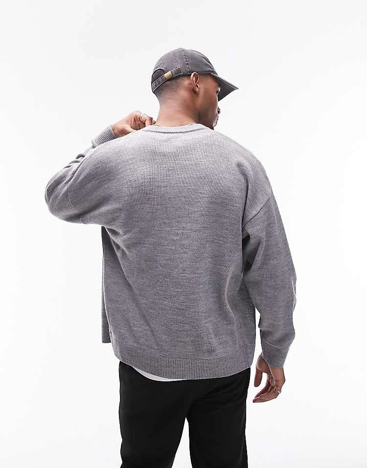 Topman Round Collar Cardigan In Grey For Men 4 Topman Round Collar Cardigan In Grey For Men - Image 2