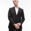 Topman Wool Mix Blazer In Black For Men -Daily Wardrobe Shop 205454001 1 black