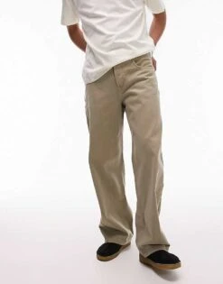 Topman Baggy Jeans In Khaki For Men -Daily Wardrobe Shop 205468132 1 khaki 1