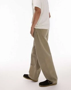 Topman Baggy Jeans In Khaki For Men -Daily Wardrobe Shop 205468132 4