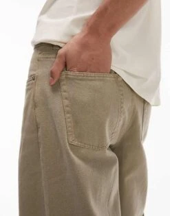 Topman Baggy Jeans In Khaki For Men -Daily Wardrobe Shop 205468132 5