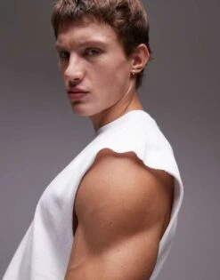 Topman Oversized Fit Sleeveless T-shirt In White For Men -Daily Wardrobe Shop 205486206 1 white 1