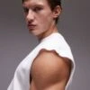 Topman Oversized Fit Sleeveless T-shirt In White For Men -Daily Wardrobe Shop 205486206 1 white