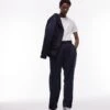 Topman Wide Leg Wool Mix Suit Trousers In Navy For Men -Daily Wardrobe Shop 205489030 1 navy