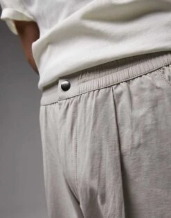 Topman Extra Wide Trousers In Stone For Men -Daily Wardrobe Shop 205521685 4