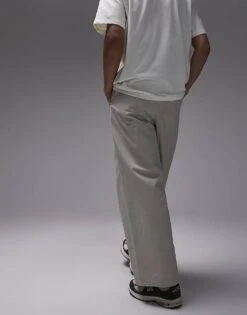 Topman Extra Wide Trousers In Stone For Men -Daily Wardrobe Shop 205521685 5