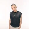 Topman Knitted Crochet Tank In Black For Men -Daily Wardrobe Shop 205561897 1 black